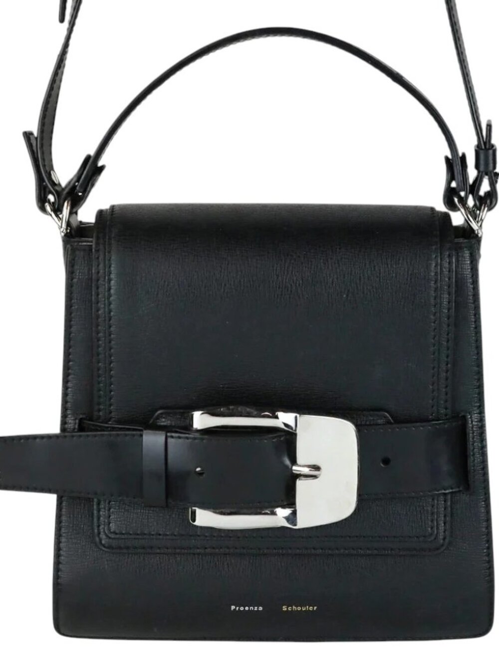 ELEGANT PROENZA SCHOULER Calfskin Buckle Trapeze Bag Black "Quiet Luxury"